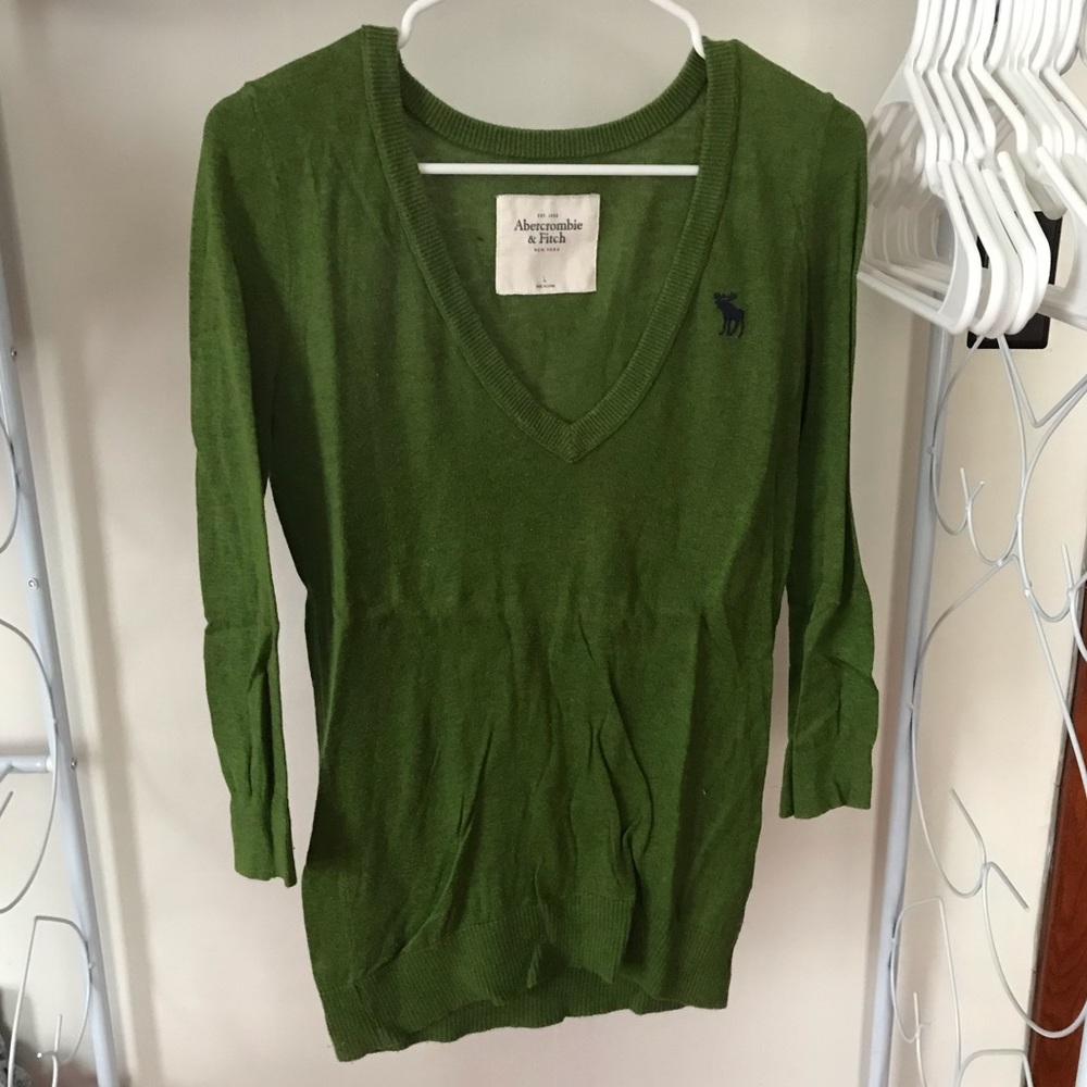 3/4 Sleeve Green Sweater